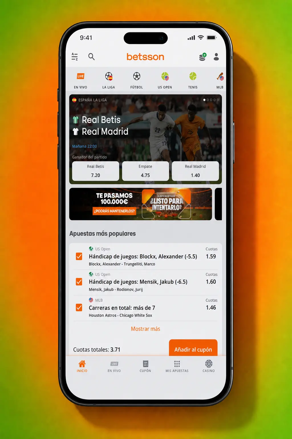 Guía paso a paso para registrarte, depositar y apostar al fútbol en Betsson España.